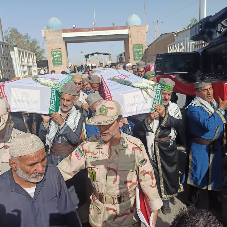 ورود پیکر مطهر ۳۵ شهید از مرز شلمچه